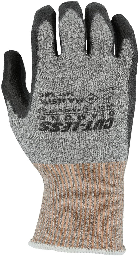 Cut-Less Dyneema Glove with Polyurethane Palm | 1 Pair - XL | 13 Gauge Liner, Pre-Curved Finger, Lightweight, Breathable, Gray/Black | for Automotive, Industrial, Manufacturing | 3437