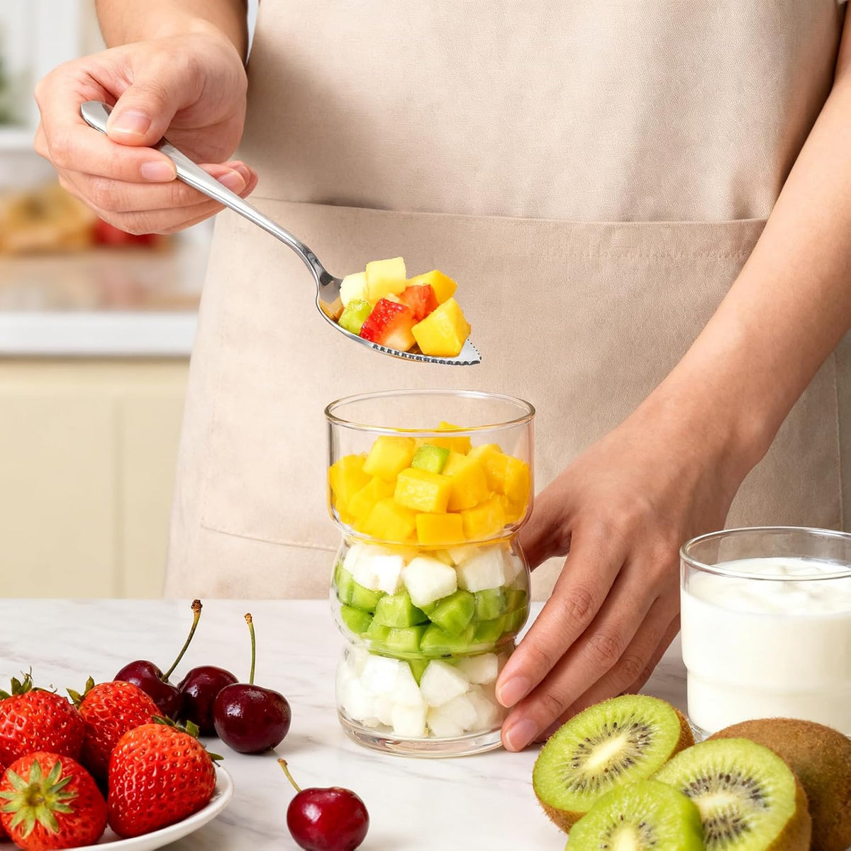 4 Pcs Grapefruit Spoons Stainless Steel Fruit Utensils Set Serrated Edge Grapefruit Knife Tool for Citrus Kiwi Dessert Lemon Salads Lime Pitaya Puree