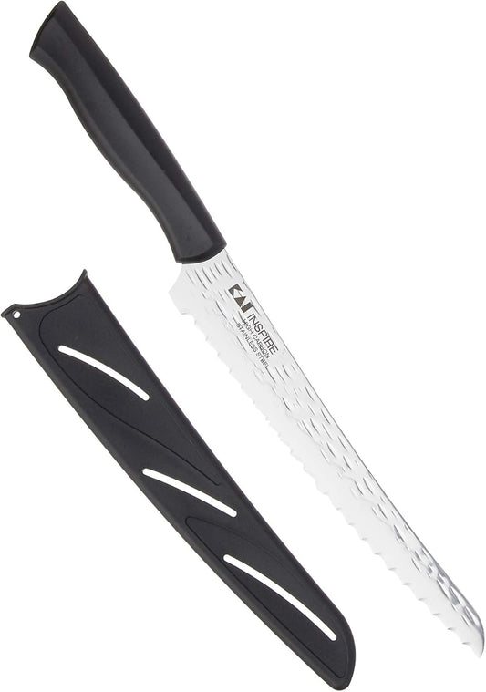 Inspire Bread Knife, 9 Inch blade with Hammered Finish, , Silver