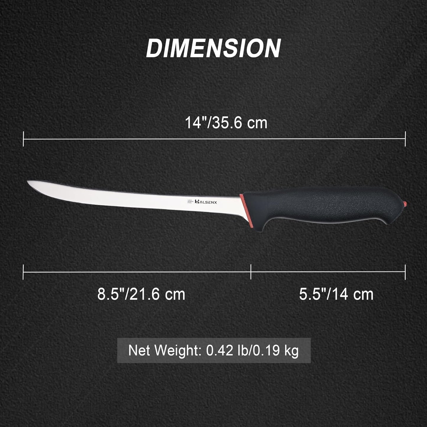 12 Inch Fillet Knife - Slicing Knife for Salmon, Sushi & Meat | High-carbon stainless steel, Sharp & stays sharp, Non-slip SoftGrip handle, Effortless, precise slicing, For salmon & sushi.