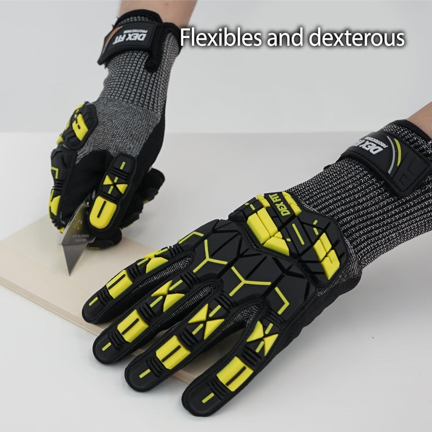 SSG513 Impact Stainless Steel Cut Resistant Gloves, ANSI A5, Durable Non-Slip Nitrile Grip, Touchscreen, Comfort Stretchy Fit, Thin & Breathable, Machine Washable; Gray L (9), 1 Pair