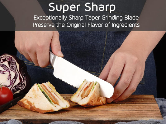 Sandwich Knife, 6 Inch Serrated Utility Knife - High Carbon Stainless Steel Blade for Bread, Vegetable, Meat Cutting, Butter Spreading - Silver