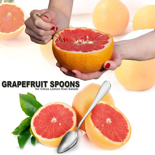 Grapefruit Spoons Serrated Edge Stainless Steel Grapefruit Utensils Tool Dessert Spoons for Citrus Lemon Kiwi Salads Melon Lime Pitaya Apple Fruit Puree