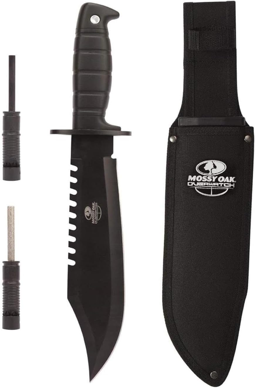 15-inch Survival Knife with Sharpener and Fire Starter