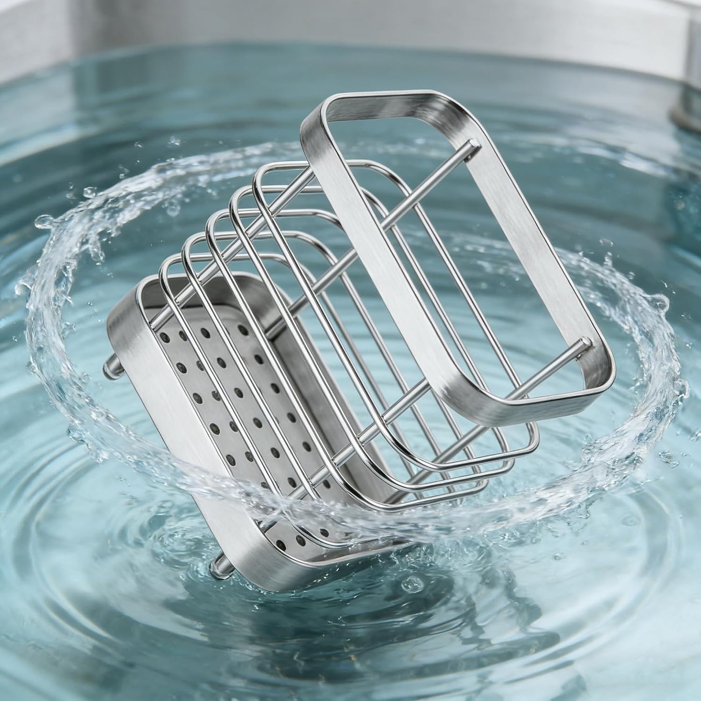 2 PCS Utensil Holder Stainless Steel Drying Rack Flatware Drainer Caddy | Kitchen Counter Cutlery Silverware Forks, Knives, Spoons, Chopsticks Organizer (Black, Silver)