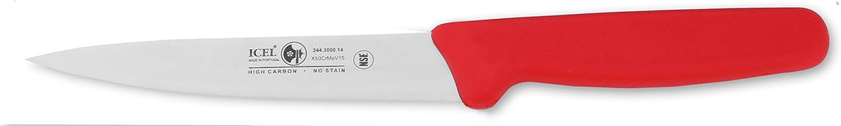 Cutlery 5 1/2-inch Stiff Boning Knife, Extra Wide Straight Blade, Red Handle