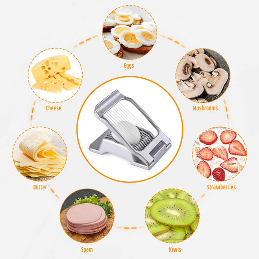 Multipurpose Heavy Duty Aluminium Egg Slicer, Stainless Steel Wire, Sliver | Dishwasher Safe, Rust Resistant, Egg Cutter for Hard Boiled Eggs, Soft Food and Soft Fruit, Salads, Butter, Cheese, Spam