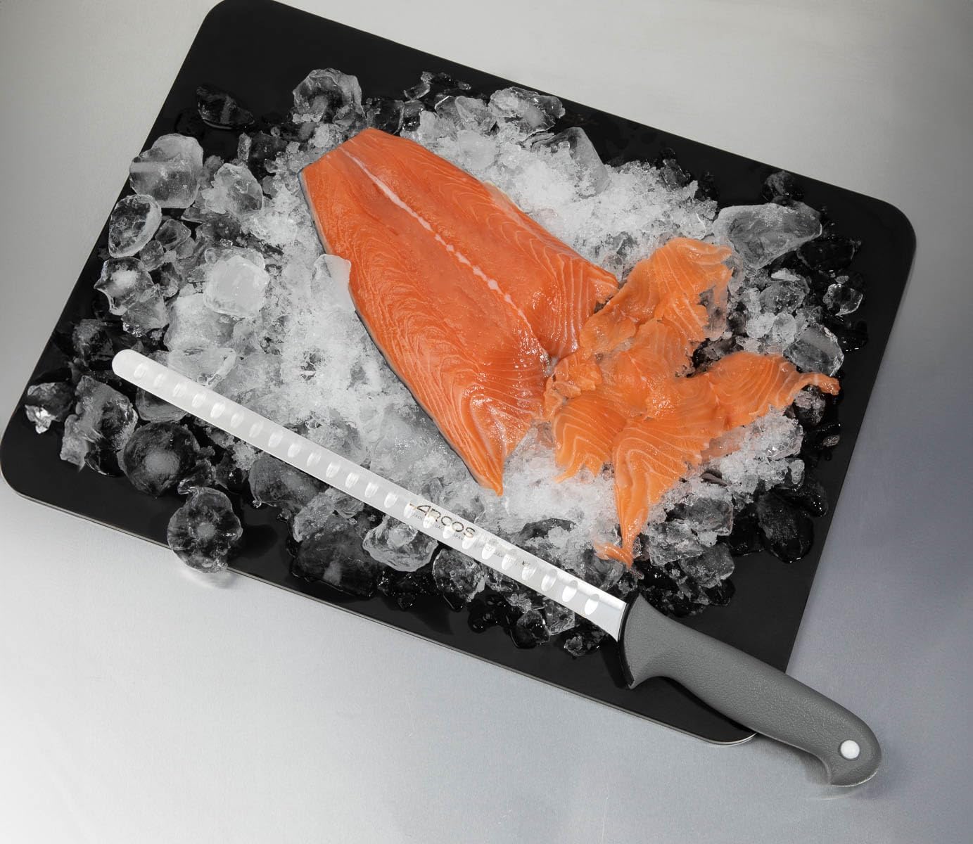Serie Colour Proof - Salmon Knife Fish Knife - 12" Blade Nitrum Stainless Steel - Polypropylene Handle Covered by Elastomer in Black Color - Ideal for Professional Use and Hygiene