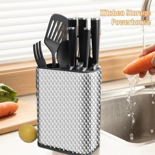 Universal Knife Block, Knife Holder Without Knives, Knife Storage Block for Knives, with Slots for Scissors and Sharpening Rod,for Kitchen Counter