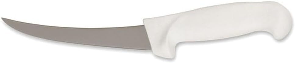 6-Inch Curved Boning Knife, High Carbon German Steel with White Handle, 1-Pack