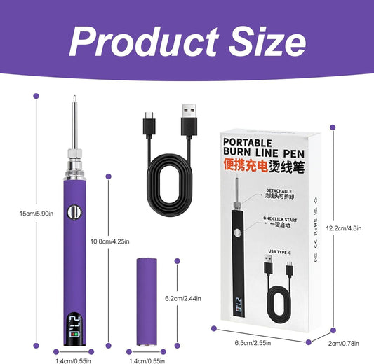 Rechargeable Thread Burner Kit, Knitting & Beading Thread Burning Tool, for Leather Craft, Sewing, Weaving and Stringing, Beading, Wooden Board Hot Stamping, Molten Wax Carving (Blue)