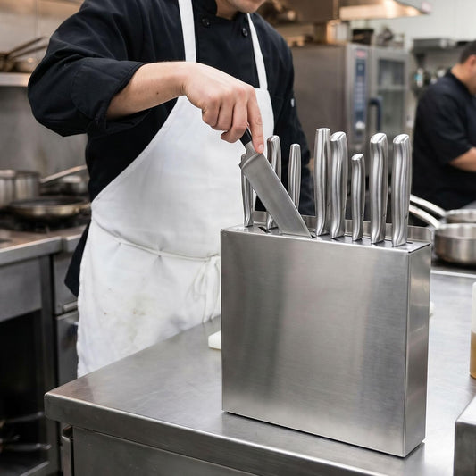 13" x 12" x 2-1/2" Stainless Steel Knife Rack Fits Assorted Sized Knives -Multifunctional Storage Knife Holder Knife Rack Kitchen Tools Holder Knife Storage Organizer