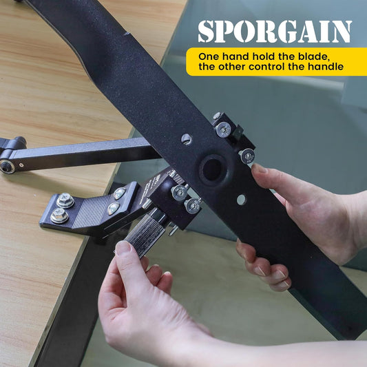 [Updated Lawn Mower Blade Sharpener 15°-45° Adjustable Frame | Lawnmower Blade Sharpener Tool with Ball Bearing Manufacture Handle for Right/Left Hand Blades, Use with Angle Grinder, Black