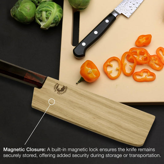 Yoshihiro Magnetic Oak Wood Saya Cover Blade Protector for Nakiri (165mm) 6.5in