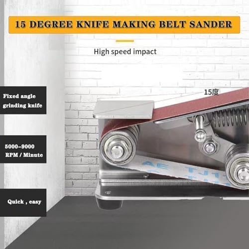 Mini Belt Sander, 7-Speed Knife Sharpener & Belt Grinder for Knife Making | Compact 3-in-1 sanding, grinding and sharpening tool for wood, metal and crafts.