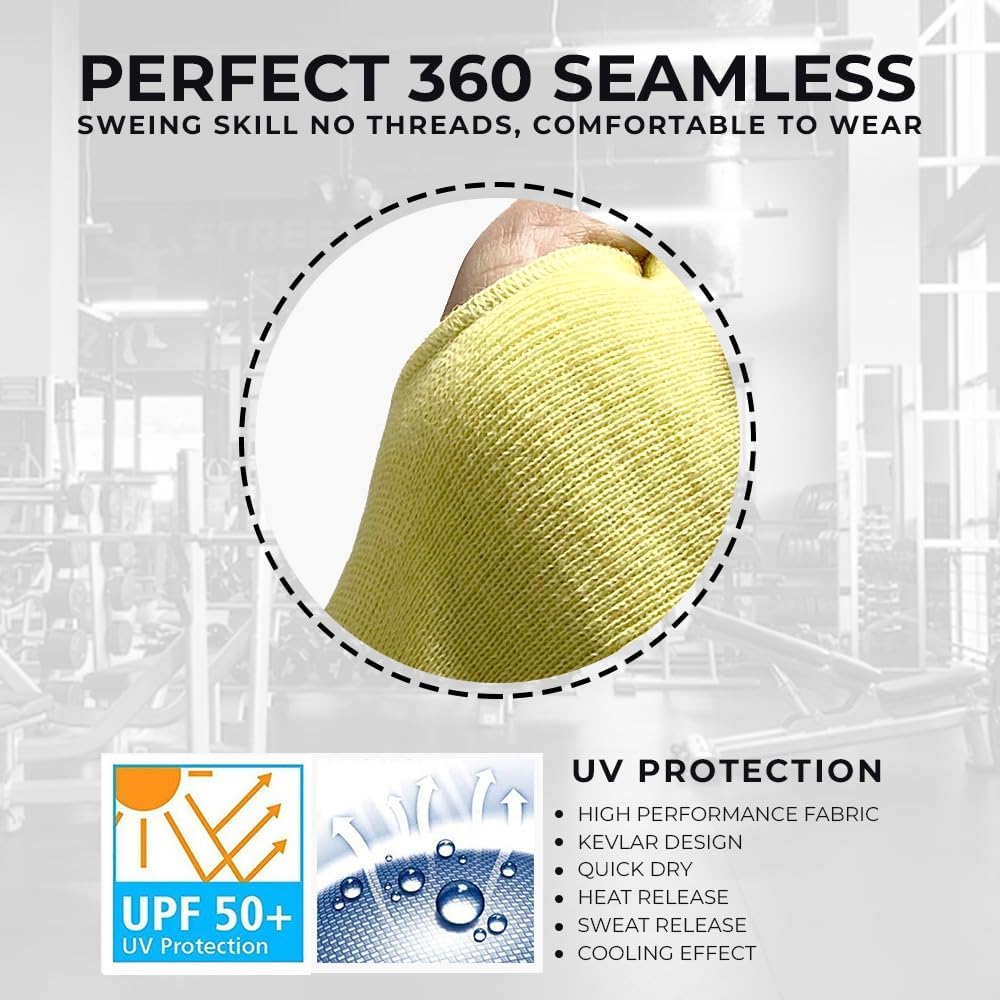 Protective Arm Sleeves for men or women with Thumbhole, Cut/Scratch/Heat Resistant Arm sleeves with UV Protectors Safety for Garden Kitchen Work – Black-18Inches Made with Kevlar by DuPont
