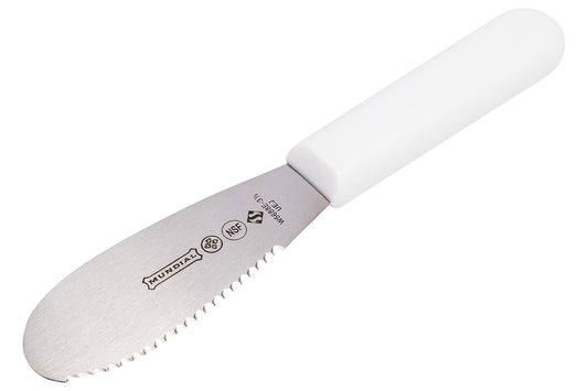 3.5 Inch Serrated Edge Sandwich Spreader in White - Set of 3 - Brazilian High Carbon Stainless Steel Knife - Ergonomic Polypropylene Handles
