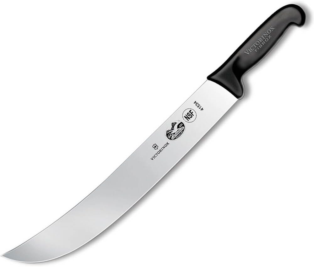 Fibrox 12-Inch Curved Cimeter Butcher Knife, Black | ultra sharp butcher knife dishwasher safe