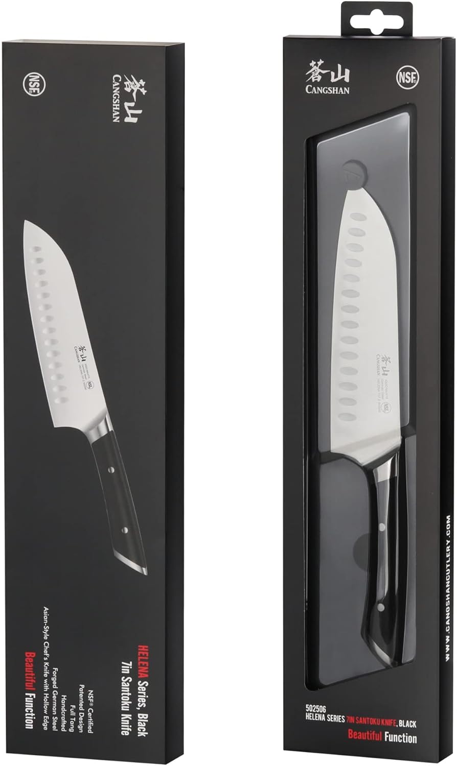 Cangshan HELENA Series German Steel Forged 7" Santoku Knife (Black)