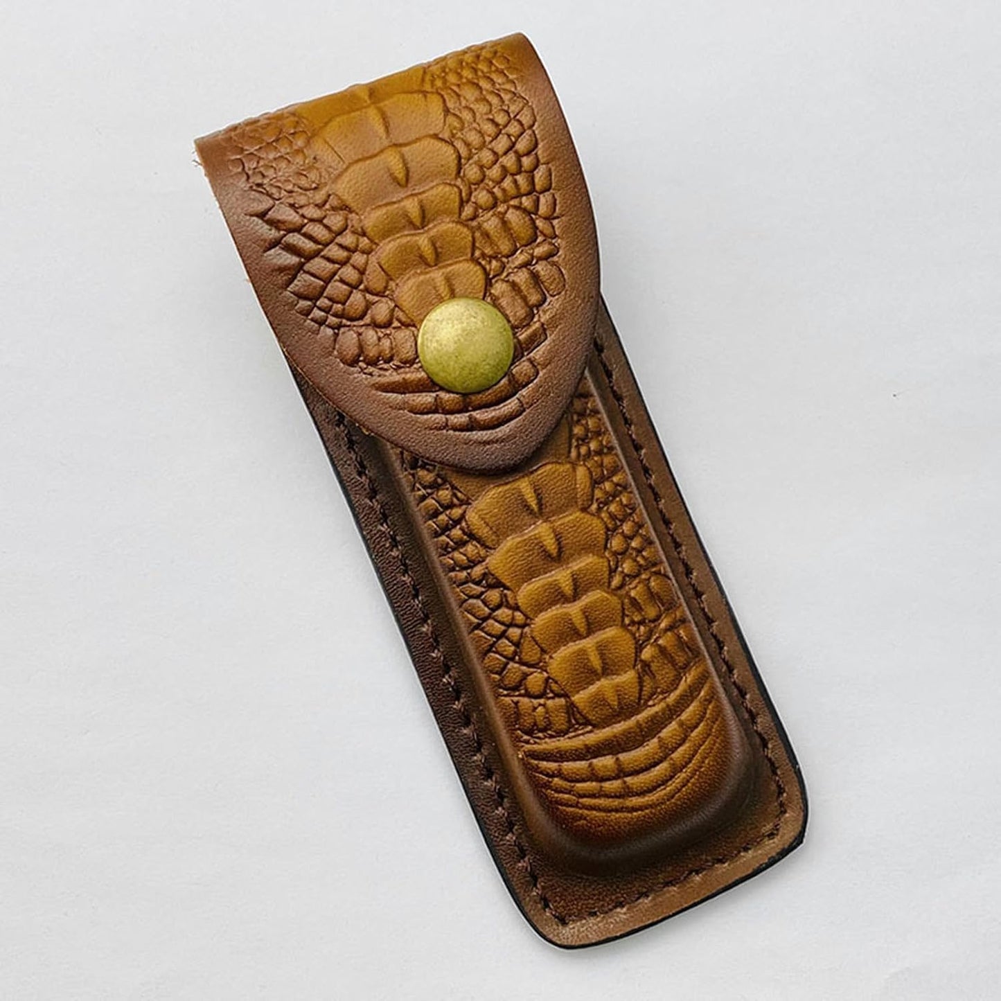 Cow Leather Knife Sheath for Folding Pocket Knife (LxW) 5.12x1.38 Waist Belt Case Metal Snap Outdoor EDC Hunting Gift