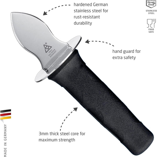 Oyster Knife - Stainless Steel - Cleanly Shucks Oysters - Dishwasher Safe - Made in Germany