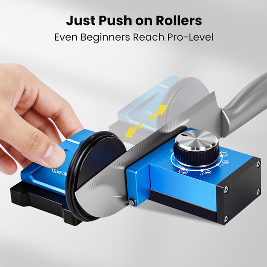 Adjustable Rolling Knife Sharpener with 6 Precision Angles, Magnetic Knife Sharpening System with Diamond & Ceramic Discs, Heavy Duty Metal Construction, Ideal Gift for Men
