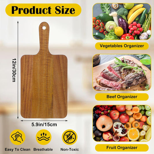6 Packs Acacia Wood Cutting Board Bulk,12" x 6" Plain Chopping Cutting Board board with Handle,Blank Wooden Charcuterie Boards for Vegetables Meat Pizza Cheese Fruit Bread