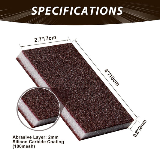 Carborundum Heavy Duty Scouring Sponges, 0.4" 8 Count | Fiberglass-free nano emery scrubbers tackle rust, grease and tough stains on pots, pans, grills, oven racks and sinks.
