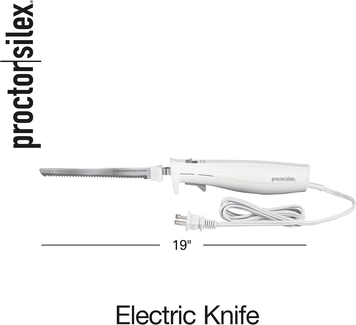 Easy Slice Electric Knife With Serrated Stainless Steel Blade | For Carving Meats, Bread, Crafting Foam & More | Lightweight With Ergonomic Grip | White | 74312J