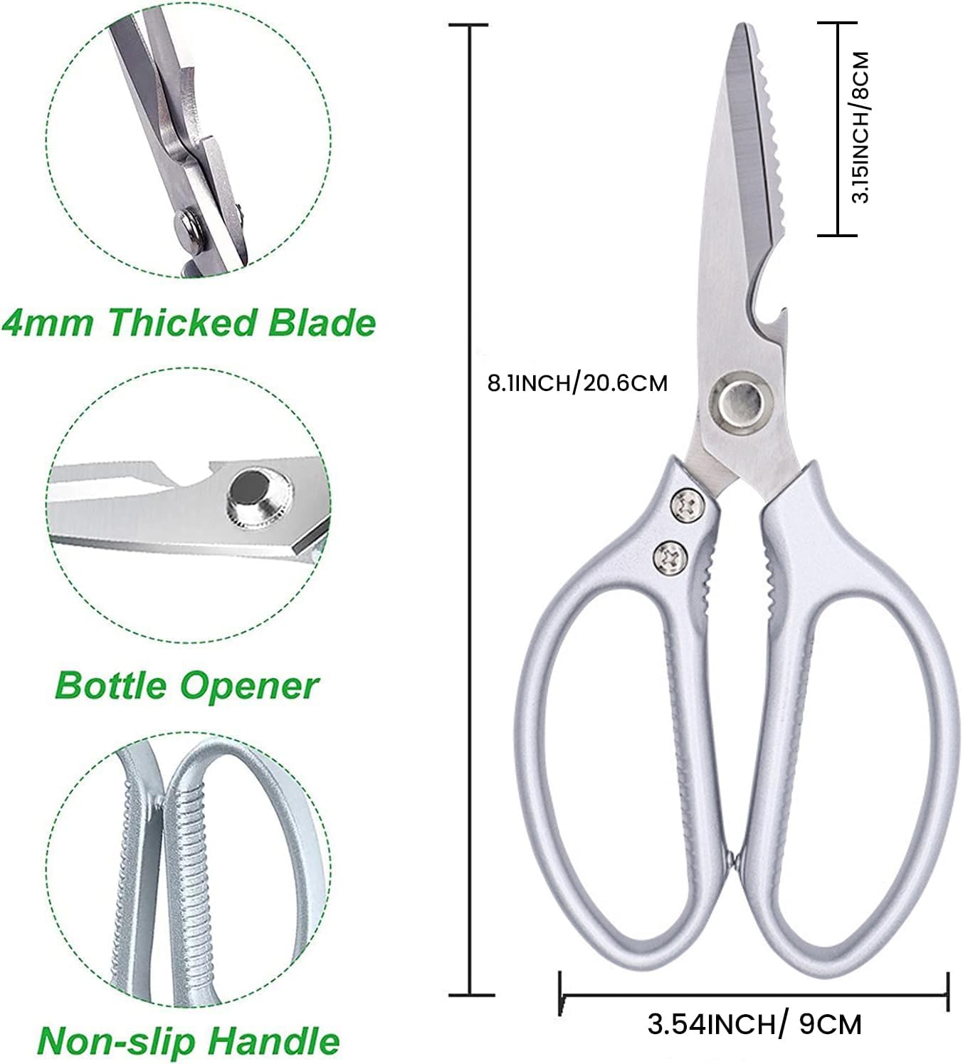 Kitchen Scissors All purpose, Have duty Stainless Steel Cooking Shears for Cutting Meat, Chicken,Poultry, Fish, Herbs, Seafood Scissors with Comfort Grip gold