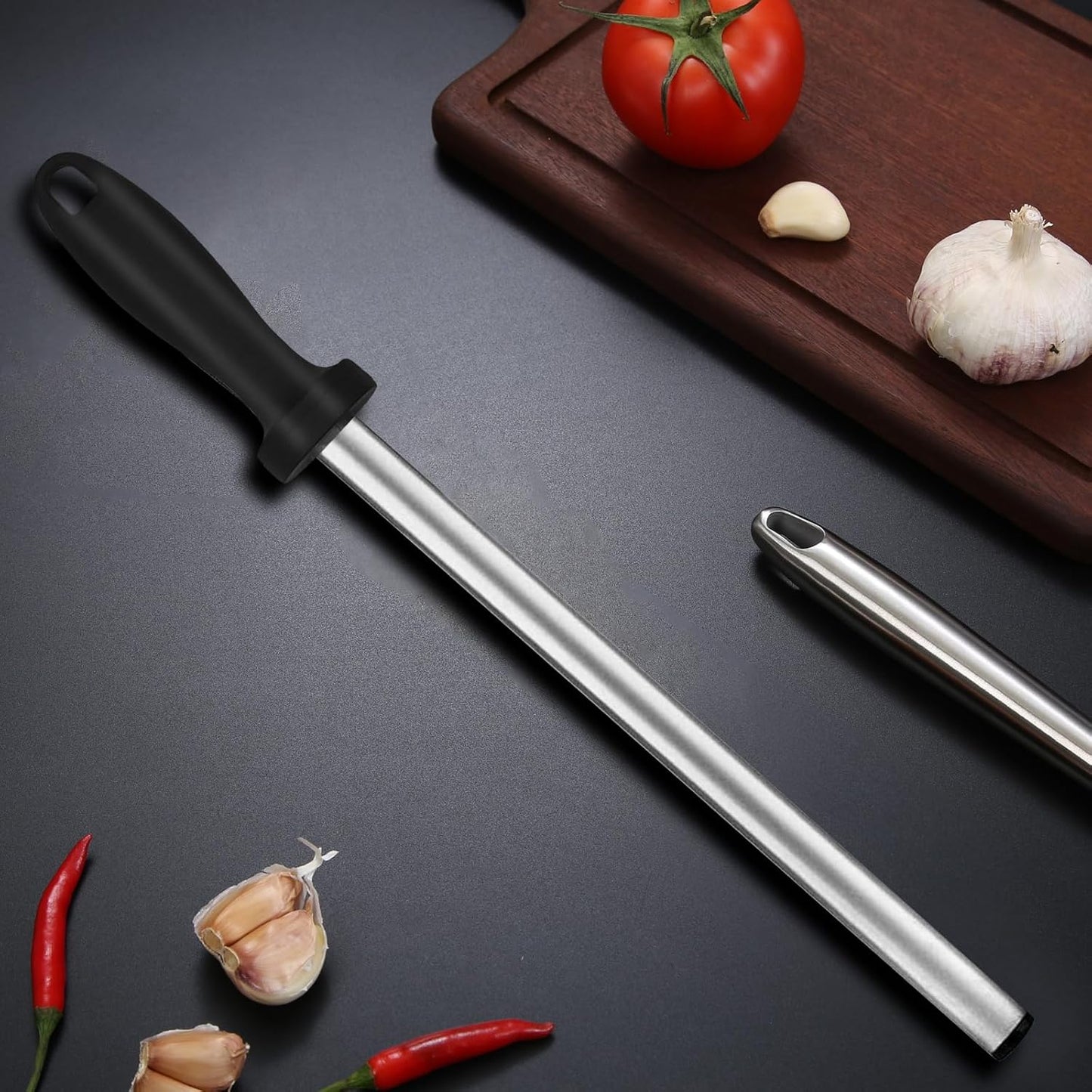 12 Inch Diamond Knife Sharpening Steel, Professional Knife Sharpener Rod, Diamond coating Honing Steel, Premium diamond Knife Sharpener Rod for all knives