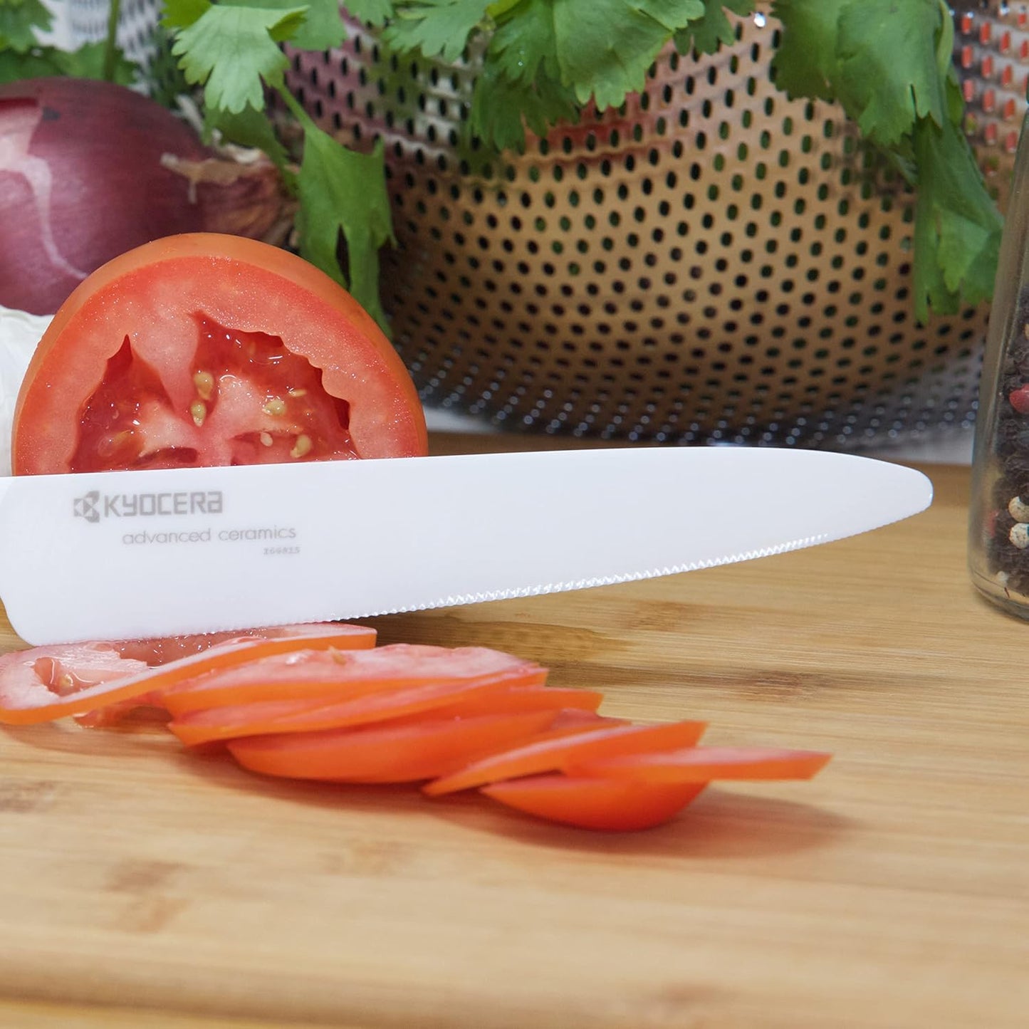 Advanced Ceramics – Revolution Series 3-Piece Ceramic Knife Set: Includes 6-inch Chef's Knife; 5-inch Micro Serrated Knife; and 3-inch Paring Knife; Black Handles with White Blades