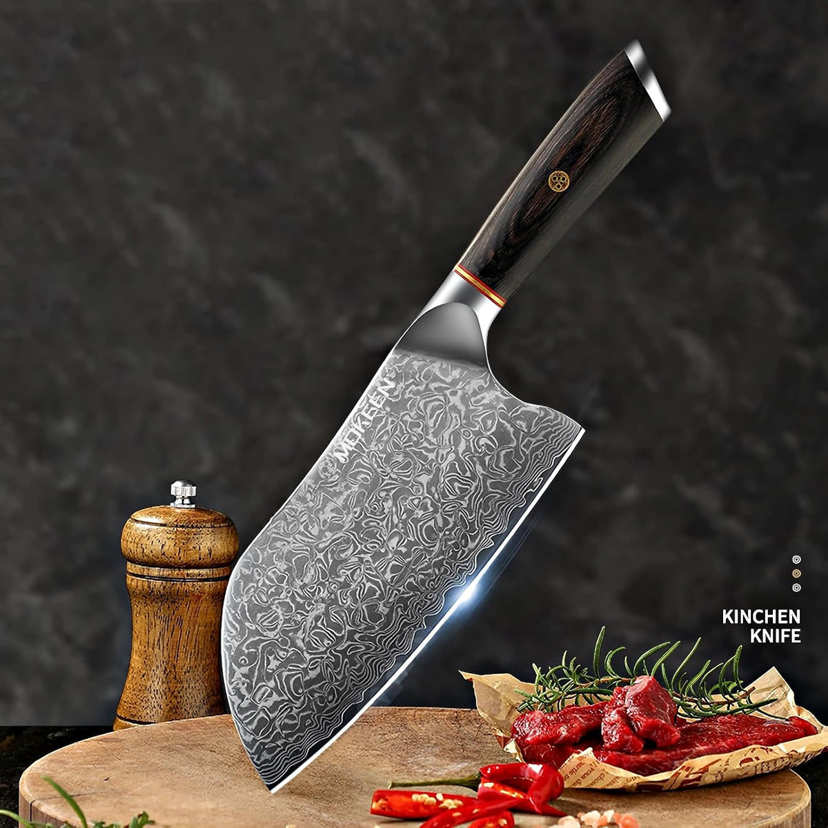 Cleaver Knife 7 Inch, 67 Layers VG10 Damascus Steel Kitchen Knife, Ultra Sharp Meat Cleaver, Professional Chef Knife with Unique Wood Handle, Full Tang, Gift Box