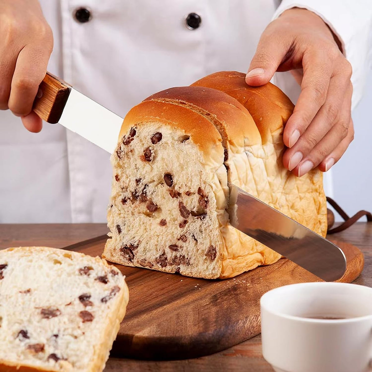 Bread Knife, Stainless Steel straight-edge Bread Knife for Homemade Bread, Cakes & Bagels, 10 Inch Kitchens Knifes Saw Breads Cutter, Bagel Sourdough Slicer Knifes with Wooden Handle