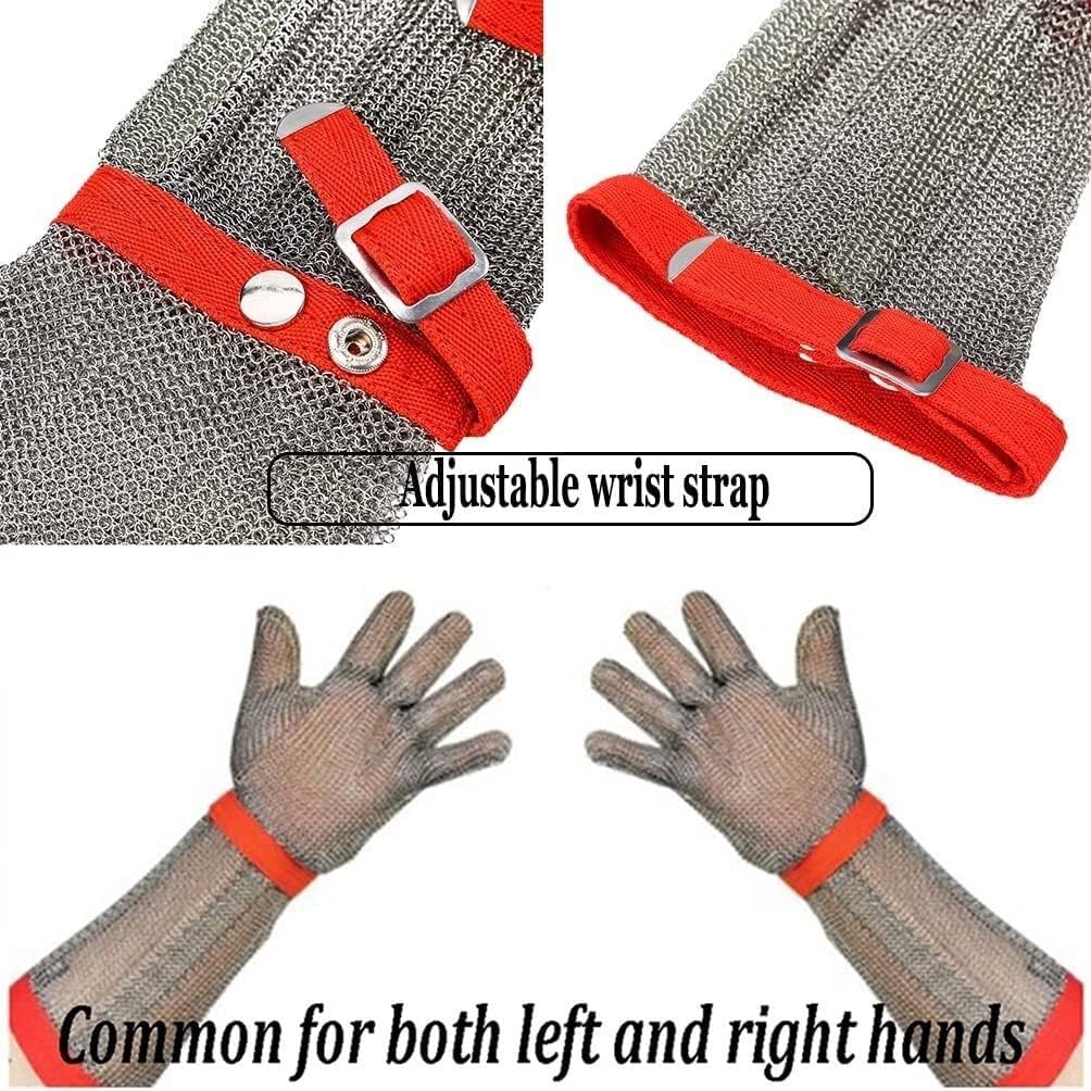 Cut Resistant Gloves Extended Arms Safety Work Stainless Steel Mesh Chainmail Gloves For Kitchen Meat Cutting