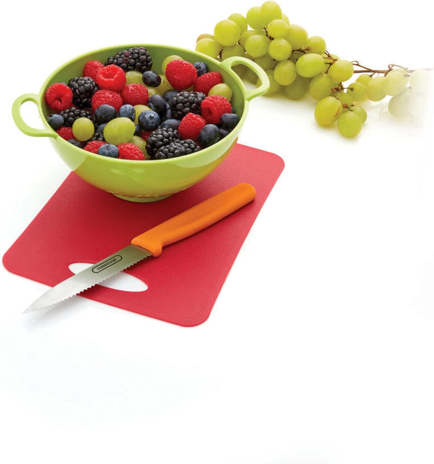 Healthy Eating 3 Piece Set with Mini Colander with Paring Knife, Small Cutting Mat
