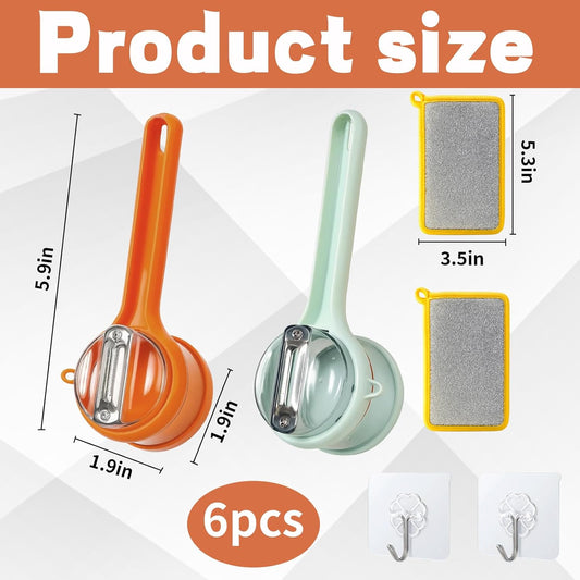 6-Piece Set Peeling Knife With Storage Box, Box Storage Peeler, Vegetable Peeler With Catcher, include 2 Peelers, 2 Sponges, 2 Hooks