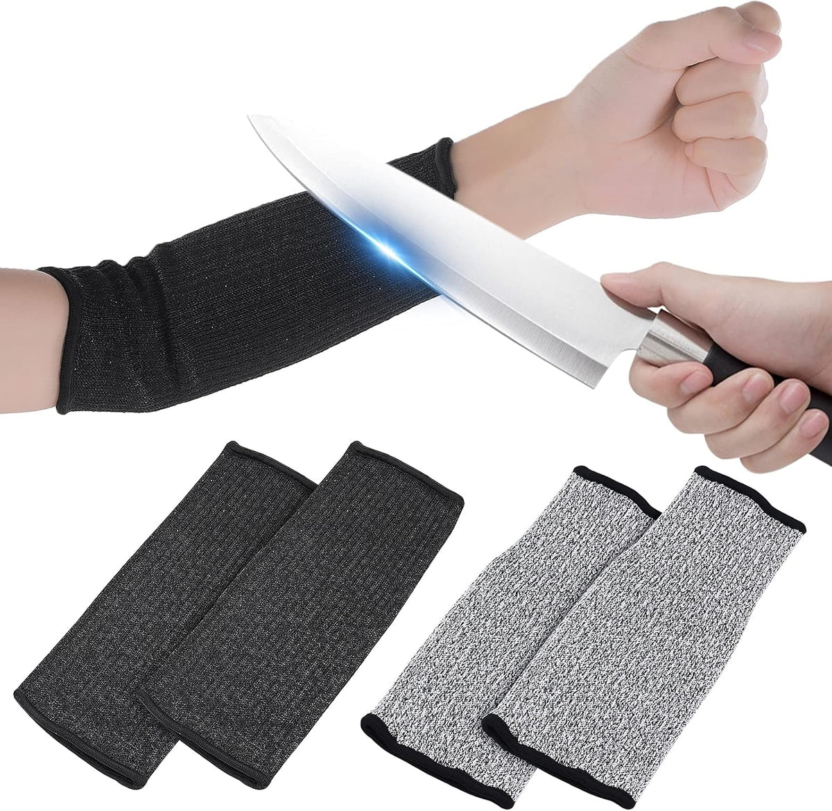 2Pairs Arm Protection Sleeves Cut Resistant Sleeves Level 5 Protective Arm Sleeves Heat Resistant Sleeves Protectors for Thin Skin Bruising Men Women
