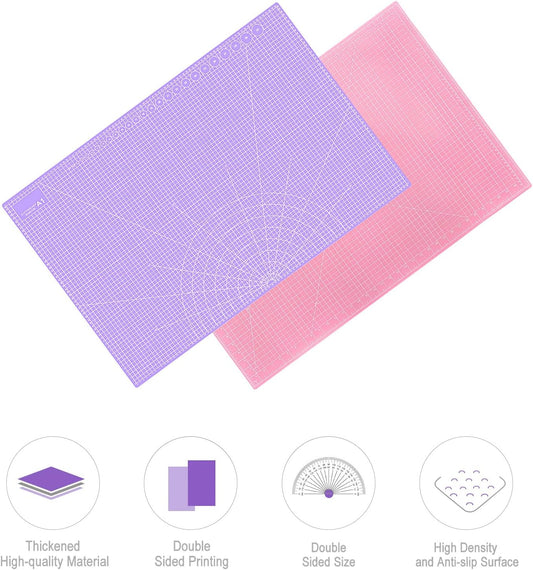 24" x 36" Self Healing Cutting Mat: Double Sided Sewing Cutting Mat Craft Supplies A1 Size for Quilting, Crafts Arts, and Fabric Purple & Pink Design (Pink & Purple)