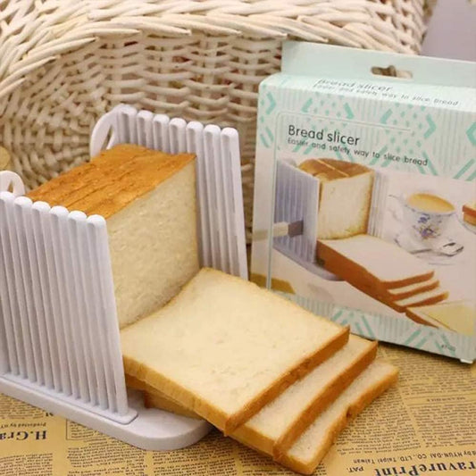 Foldable Compact Plastic Bread Loaf Cutter Slicer for Homemade Bread, Cake, Toast, Bagels