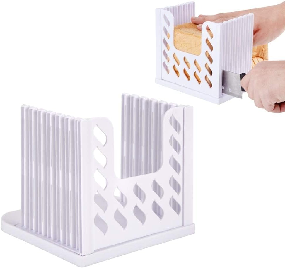 Foldable Compact Plastic Bread Loaf Cutter Slicer for Homemade Bread, Cake, Toast, Bagels