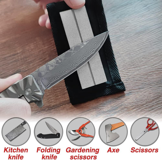 Dual-Sided 3''x 1" Diamond Whetstone Sharpening Kit - Grit 320/800, 2 Packs with Durable Nylon Pouch for Easy Portability