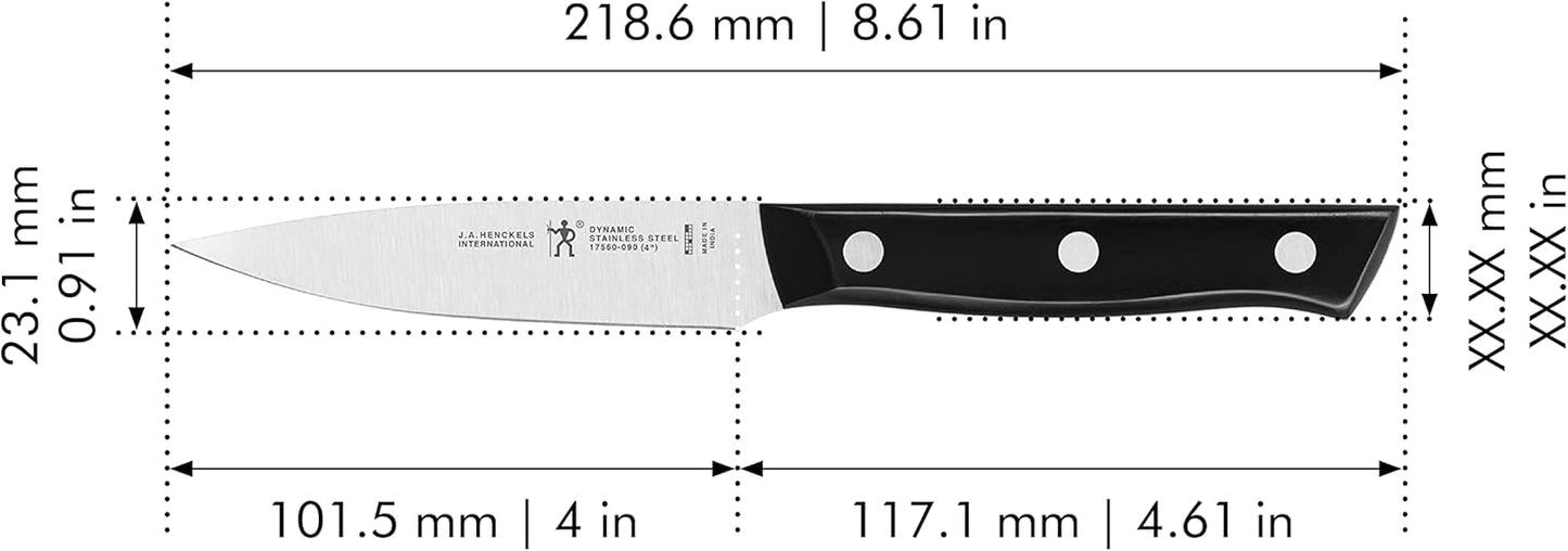 Dynamic Razor-Sharp 4-inch Paring Knife, German Engineered Informed by 100+ Years of Mastery, Black/Stainless Steel