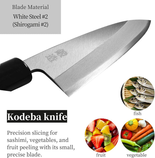 Seki Japan Japanese Seki SANBONSUGI Sushi Chef Knife, Sashimi Small Deba Knife, Magnolia Wood Handle, 105 mm (4.1 in) White Steel #2 (Shirogami #2)