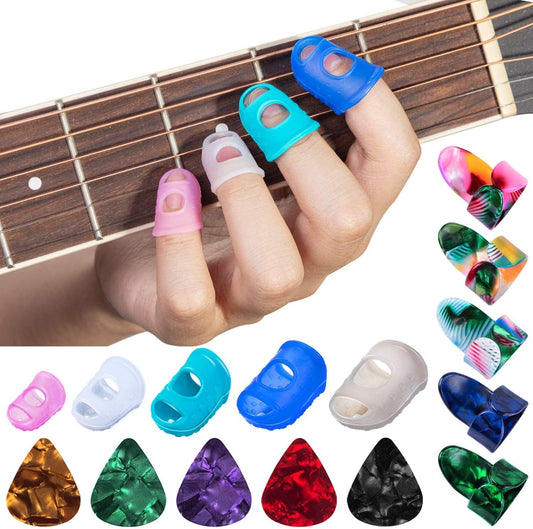 35Pcs Silicone Guitar Fingertip Protector, Guitar Finger Protector | Guards Fingertip Protection, Covers Caps for Stringed Instruments, Sewing and Embroidery (5 Sizes)
