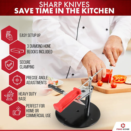Professional Knife Sharpeners for Kitchen Knives - Diamond - Designed with Tight Clamp, Stable Base - Easy To Assemble with Reference Guide & Instruction Manual