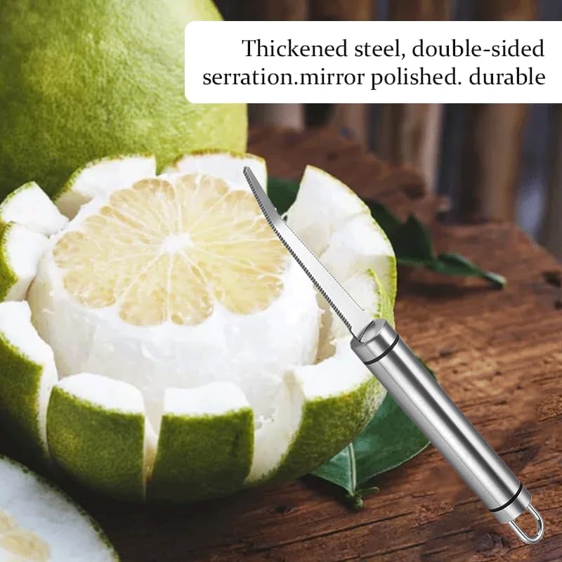 1PCS Grapefruit Knife Kiwi Fruit Silver Orange Peeler Tool Curved Grapefruit Peeler with Serrated Edge for Orange and Potato Peeler Vegetable Peeler Curved Carving Tool for Kiwi Mango Citrus Fruit