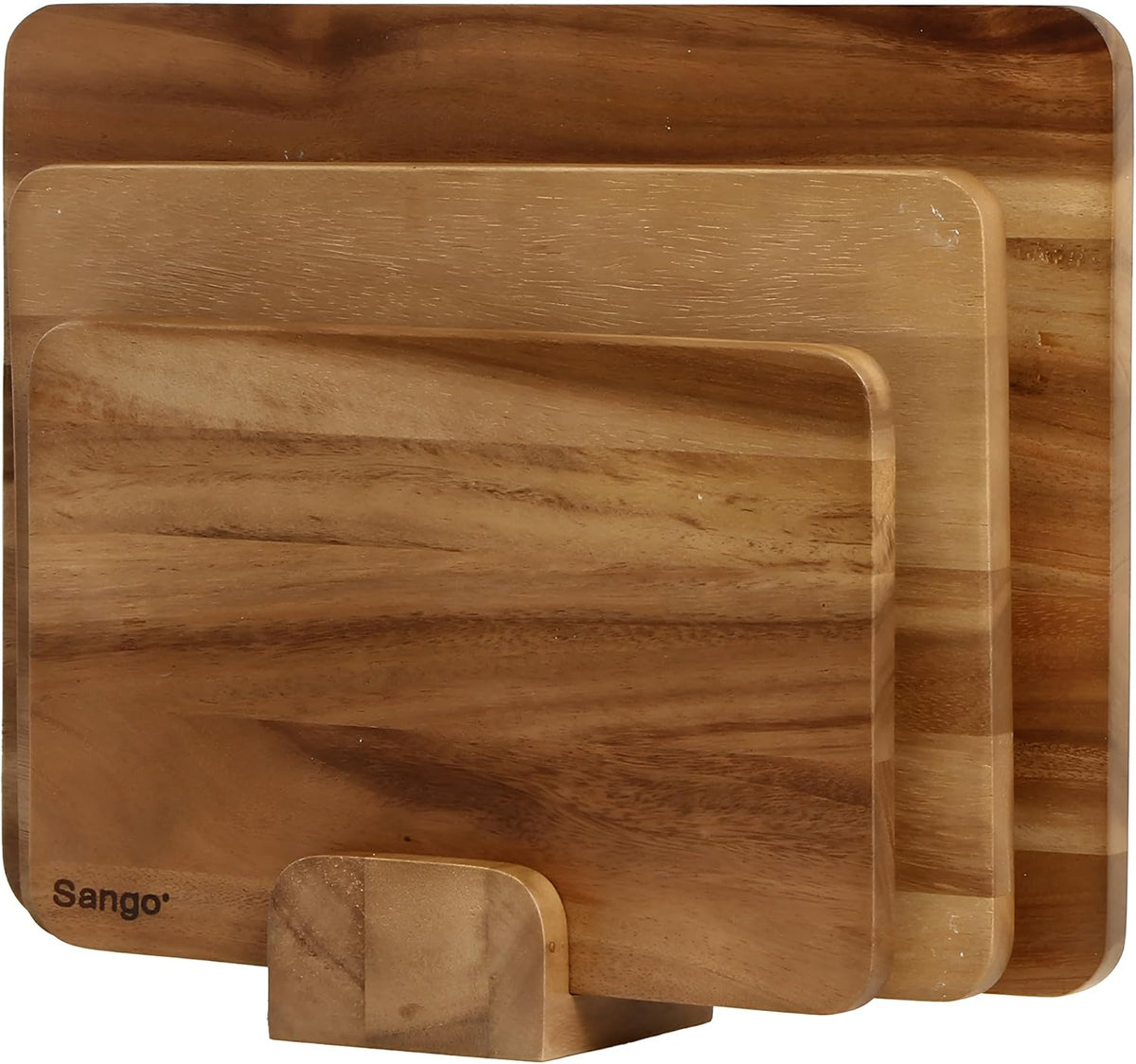 Acacia Cutting Board Set with Juice Grooves and Partitions for Serving, 3-Piece- Wood Chopping Boards, Stackable & Reversible for Kitchen, Non-Toxic, Perfect as Butcher Block Countertop, Atelier