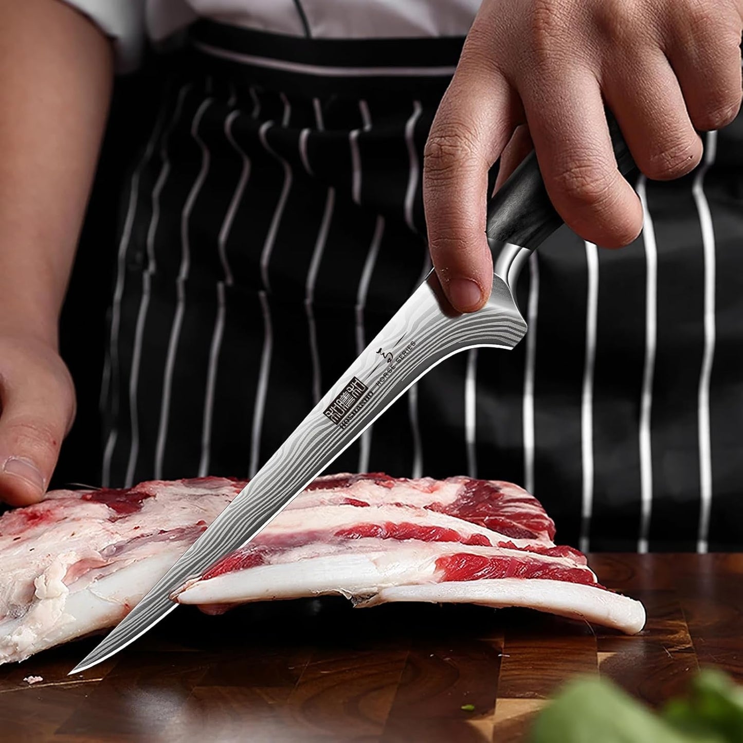 Fillet Knife 7 Inch, Japanese Sharp Boning Knife, Flexible Blade | Japanese High Carbon Powder Steel Fish Knives for Meat Poultry Chicken Cutting, Filet Knife with Ergonomic Pakkawood Handle