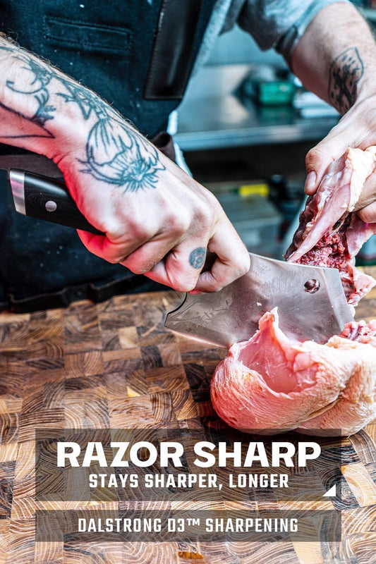 Mini Rocking Cleaver Knife - 6.5 inch - Gladiator Series 'R' - 7CR17MOV High Carbon Steel - Razor Sharp Kitchen Knife - Black G10 Handle - Meat Cleaver, Vegetable Knife - NSF Certified